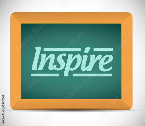 Photo: word inspire written on a blackboard. word inspire written on a blackboard.