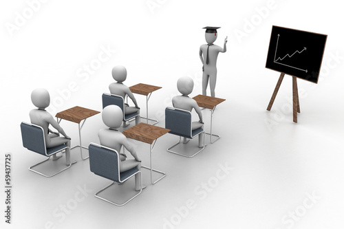 Illustration: 3d people studying 3d people studying