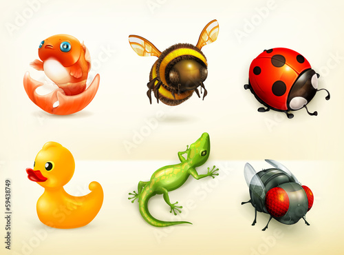 Vector: Cartoon characters, vector icons set Cartoon characters, vector icons set