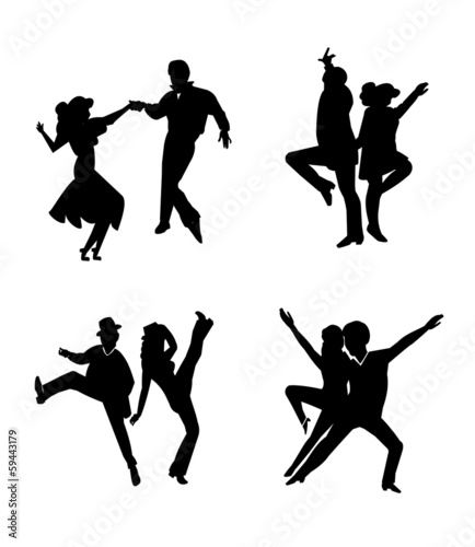 Vector: dancers in silhouette dancers in silhouette