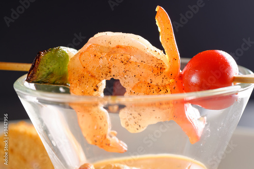 Photo: Healthy Shrimp cocktail salad with mixed greens and tomatoes. Healthy Shrimp cocktail salad with mixed greens and tomatoes.