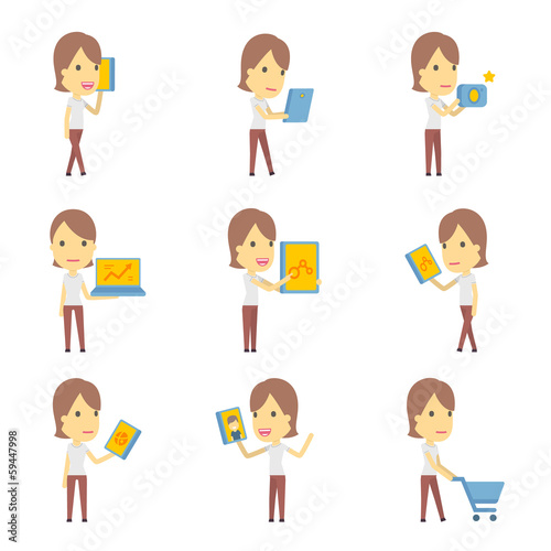 Vector: urban character set in different poses. simple flat design. urban character set in different poses. simple flat design.