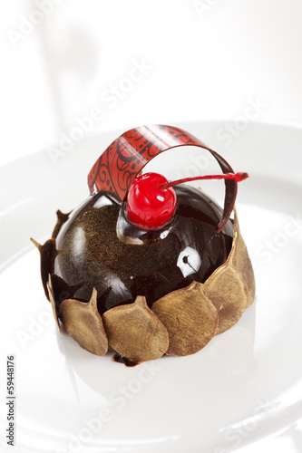 Photo: chocolate pastry with cherry chocolate pastry with cherry
