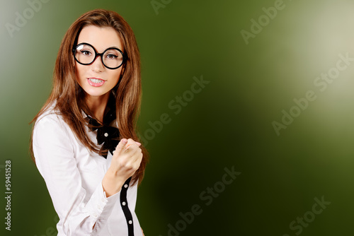 Photo: shakes her fist shakes her fist