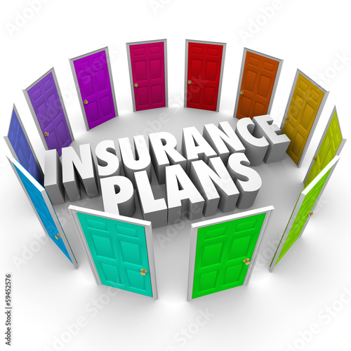 Illustration: Insurance Plans Many Options Health Care Choices Doors Insurance Plans Many Options Health Care Choices Doors