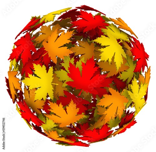Illustration: Leaves Changing Color Autumn Fall Leaf Ball Leaves Changing Color Autumn Fall Leaf Ball