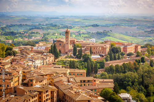 Photo: Aerial view over city of Siena Aerial view over city of Siena