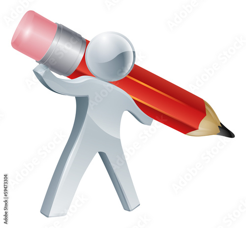 Vector: Person writing with giant pencil Person writing with giant pencil