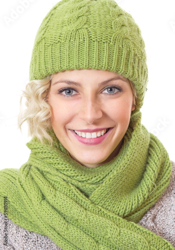 Photo: Portrait of a beauty woman wearing warm sweater Portrait of a beauty woman wearing warm sweater