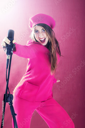 Photo: pink sound music smiles microphone pink sound music smiles microphone