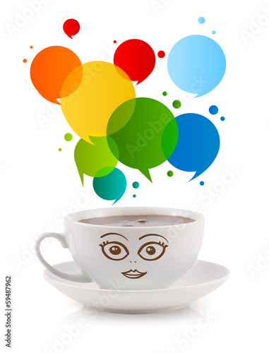 Photo: Coffee-mug with colorful abstract speech bubble Coffee-mug with colorful abstract speech bubble
