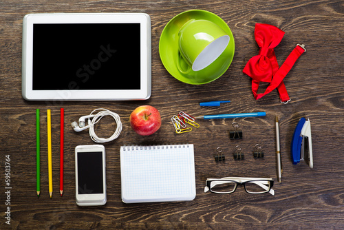 Photo: items laid on the table, still life items laid on the table, still life