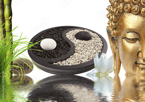 Photo: composition zen, Bouddha, yin yang, bambou composition zen, Bouddha, yin yang, bambou