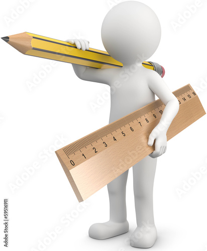 Illustration: Männchen mit Lineal und Bleistift Männchen mit Lineal und Bleistift