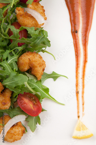 Photo: Popcorn Shrimp and Baby Arugula Salad Popcorn Shrimp and Baby Arugula Salad