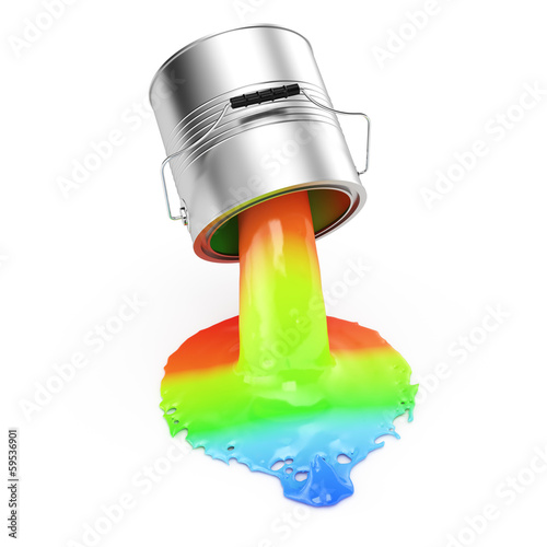 Illustration: bucket with rgb paint bucket with rgb paint