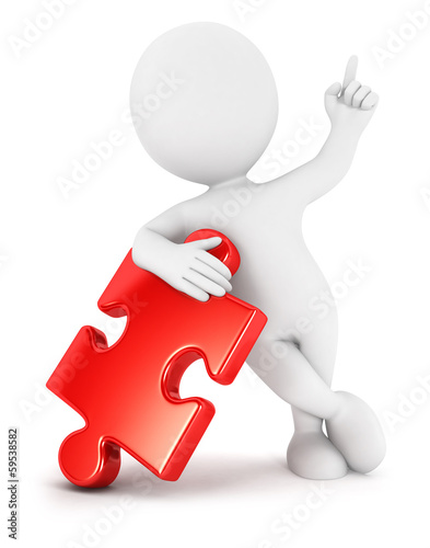 Illustration: 3d white people piece of puzzle 3d white people piece of puzzle