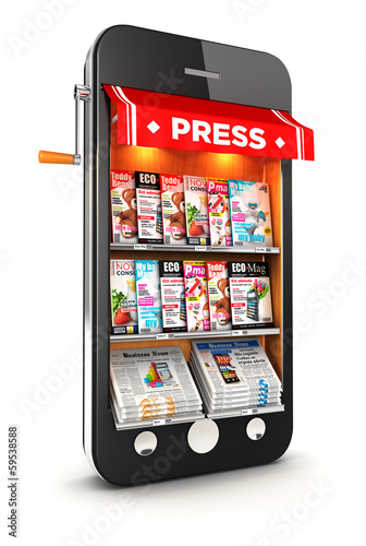 Illustration: 3d newsstand smartphone 3d newsstand smartphone