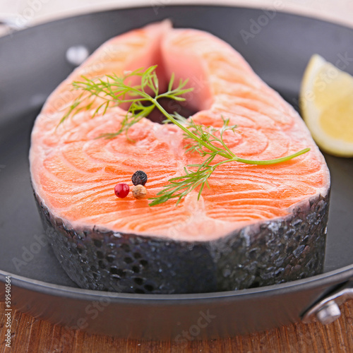 Photo: raw salmon steak raw salmon steak