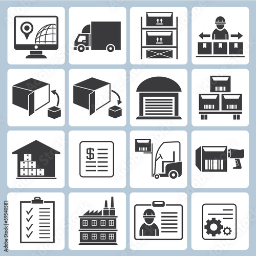 Vector: warehouse management icons, shipping icons warehouse management icons, shipping icons