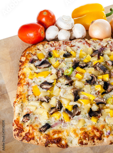 Photo: Homemade Pizza With Assorted Toppings Homemade Pizza With Assorted Toppings