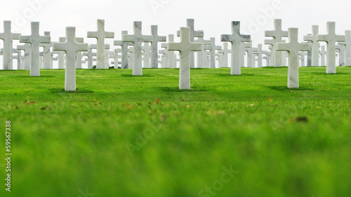 Photo: Marble Crosses on a Cemetery Marble Crosses on a Cemetery