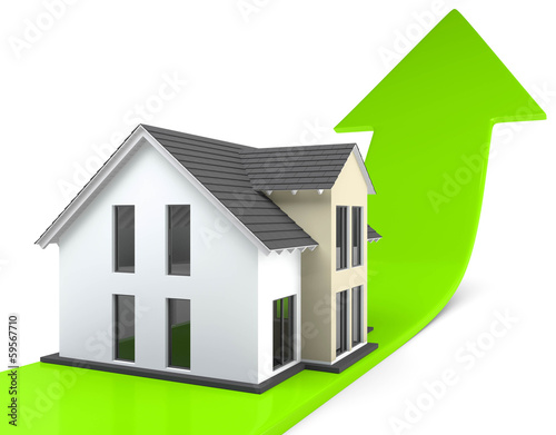 Illustration: Haus Steigung Pfeil Haus Steigung Pfeil