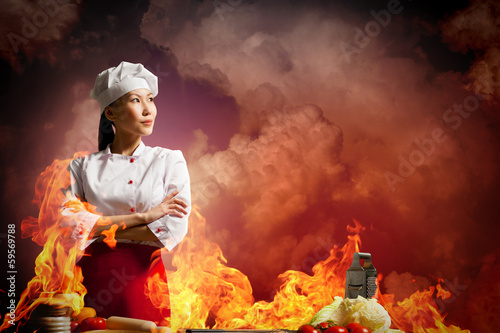 Photo: Asian female cook in anger Asian female cook in anger