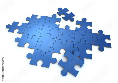 Illustration: Blue blank puzzle Blue blank puzzle