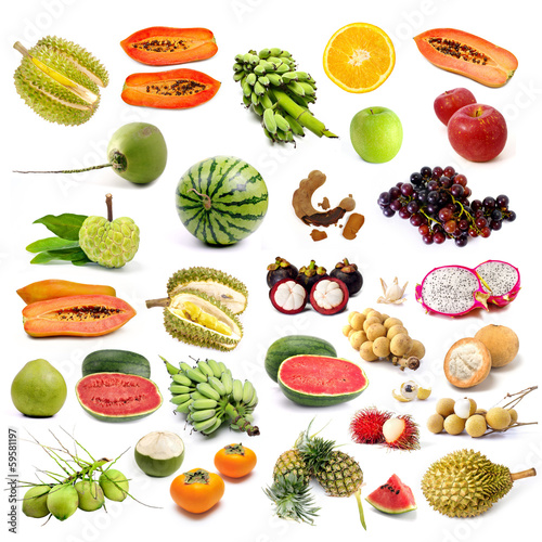 Photo: Set of organic fruit, Fruit isolated Set of organic fruit, Fruit isolated