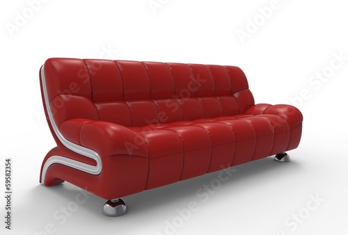 Illustration: Bright Red Leather Sofa Bright Red Leather Sofa