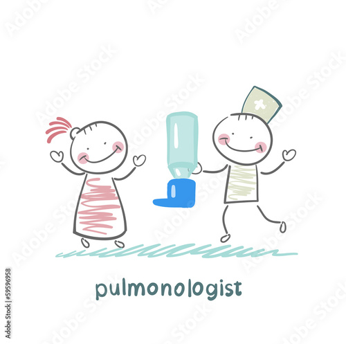 Vector: pulmonologist gives spray for asthma patients pulmonologist gives spray for asthma patients
