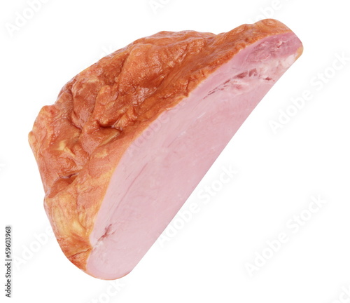 Photo: Piece of Boiled and Smoked Meat Isolated Piece of Boiled and Smoked Meat Isolated