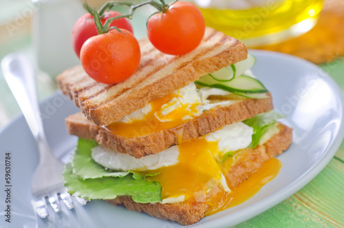 Photo: bread with poached eggs bread with poached eggs