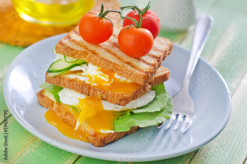 Photo: bread with poached eggs bread with poached eggs