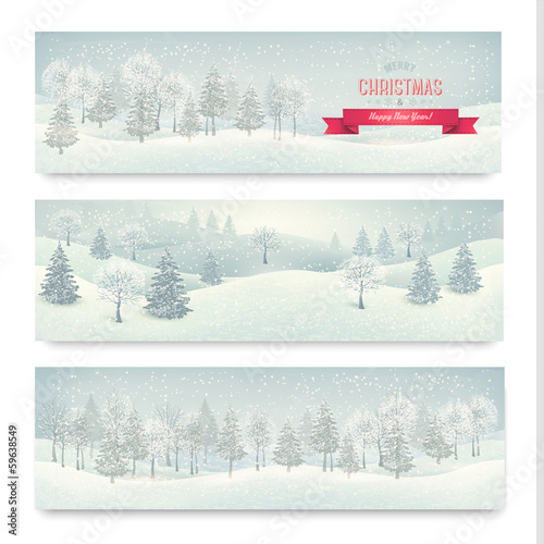 Vector: Christmas winter landscape banners Vector Christmas winter landscape banners Vector
