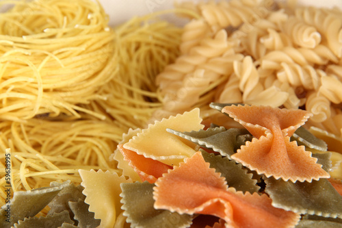 Photo: Different types of pasta close-up Different types of pasta close-up