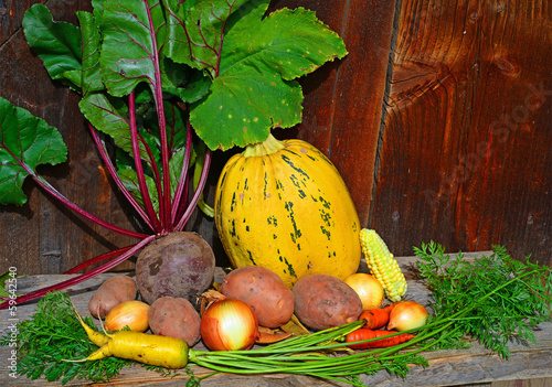 Photo: Vegetables in the autumn still life. Vegetables in the autumn still life.