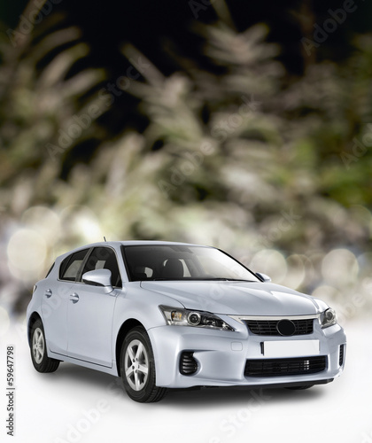 Photo: Blurred Background christmas tree with car Blurred Background christmas tree with car