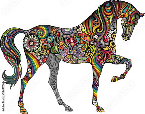 Vector: Horse and Rainbow Horse and Rainbow