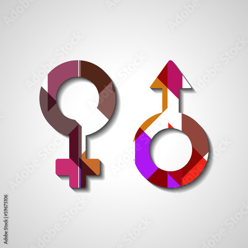Vector: Male and female gender symbols, style illustration Male and female gender symbols, style illustration