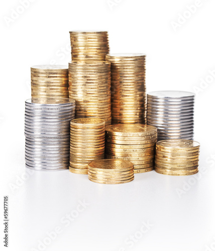 Photo: Coins isolated on white Coins isolated on white