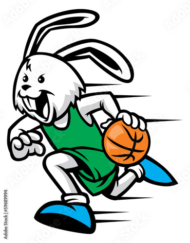 Vector: rabbit play basketball rabbit play basketball
