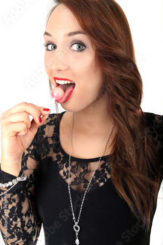 Photo: Frau mit Lutscher Frau mit Lutscher