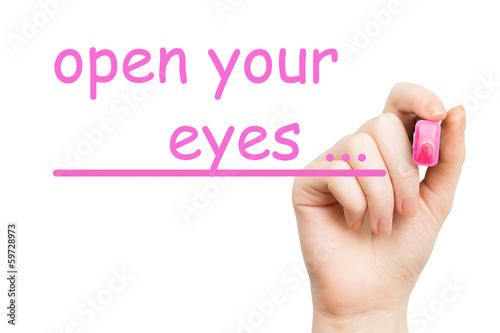 Illustration: open your eyes, pink marker open your eyes, pink marker