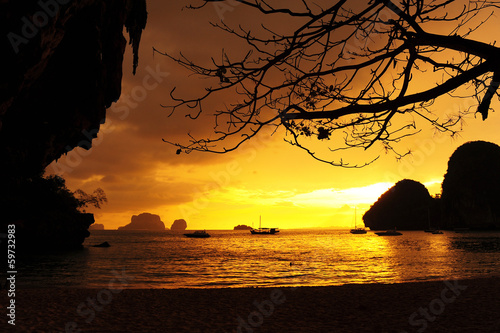 Sunset on the Beach of Island in Southern Thailand