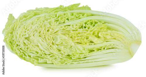 Photo: fresh chinese cabbage and a cut one on a white background fresh chinese cabbage and a cut one on a white background