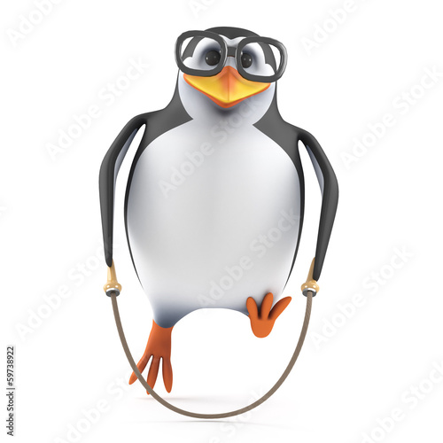 Illustration: Academic penguin skips to keep fit Academic penguin skips to keep fit