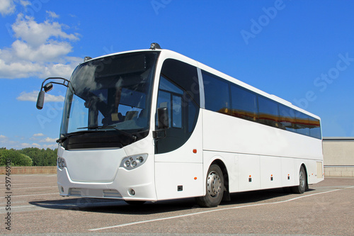 Photo: White Bus in Summer White Bus in Summer