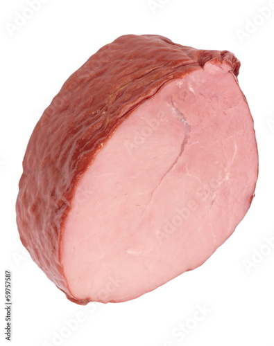 Photo: Piece of Boiled and Smoked Meat Isolated Piece of Boiled and Smoked Meat Isolated
